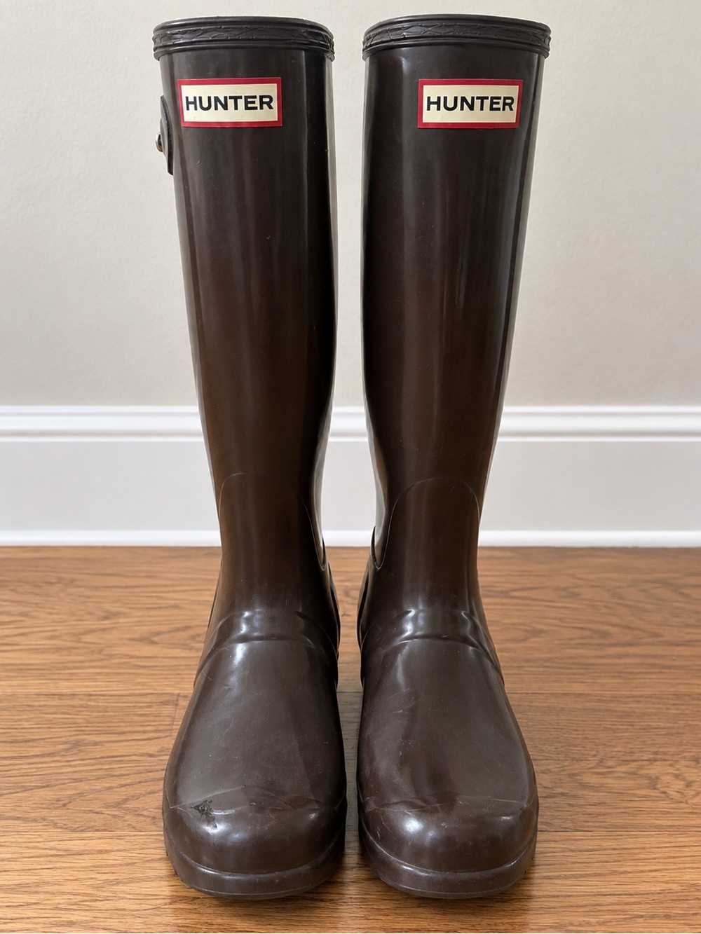 Hunter Gloss Tall Rain Boots – Brown